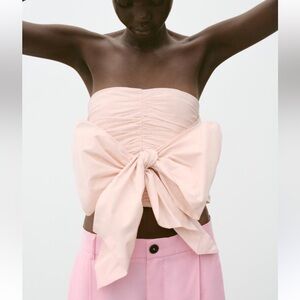 Zara Bustier Crop Top Light Pink Strapless Tube Top Size XS New Women’s